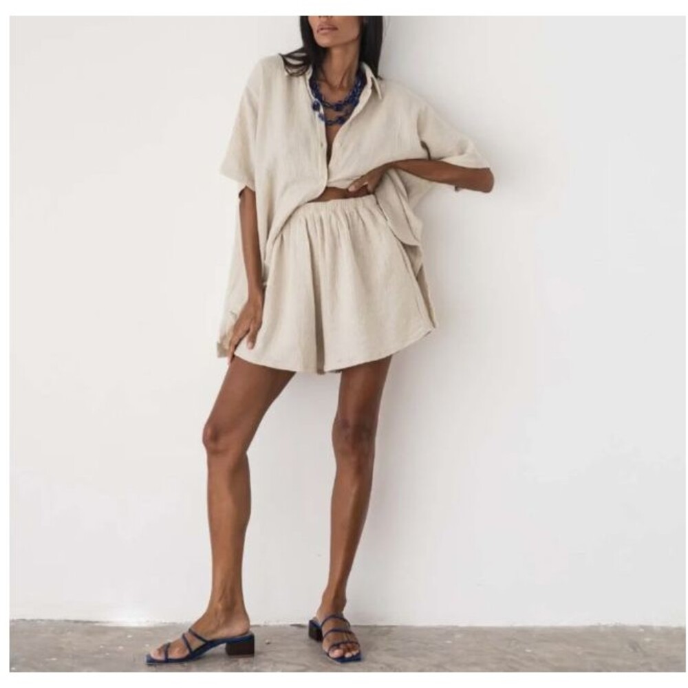 BAHHGOOSE The Cha Button Up Shirt Ivory Natural Cotton Gauze Oversized XS S M